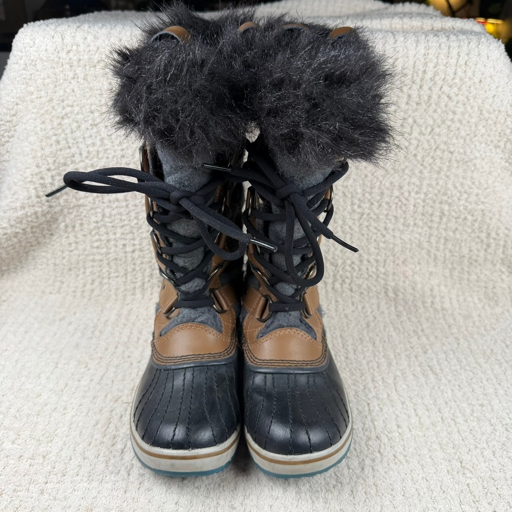Sorel Tofino II Waterproof Winter Boots W 7Grey Quilted Faux Fur NL2113-242 NWOB